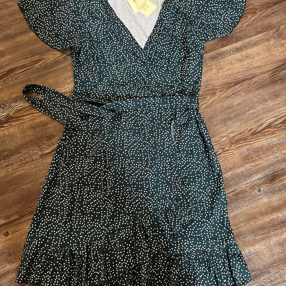 Green Polka Dot Wrap Dress